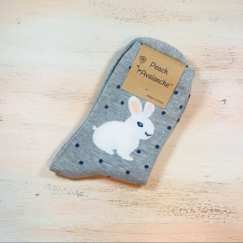 🐰🧦 One Pair Bunny Rabbit Polka Dot Women’s Socks - Picture 2 of 2